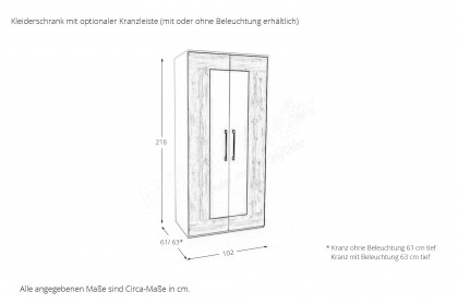cadre.plus von Röhr-Bush - schmaler Kleiderschrank 2-türig weiß - Eiche