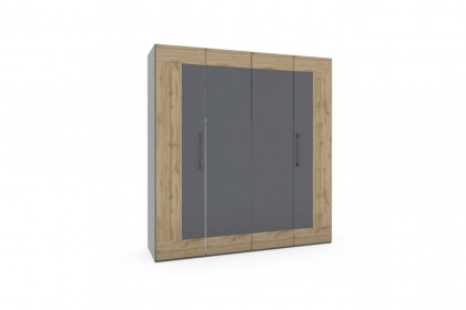 cadre.plus von Röhr-Bush - 4-türiger Schrank ca. 200 cm breit grau - Eiche