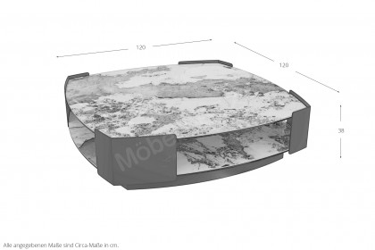 Carnac von Akante - Couchtisch Keramiktischplatte Marmoroptik Calcatta glänzend