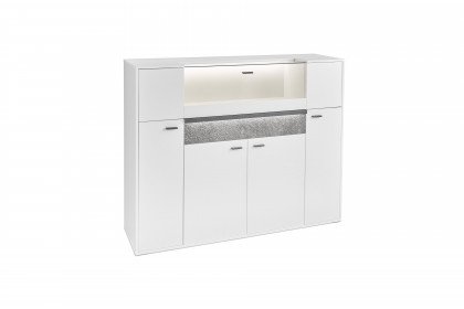 Deltona von set one by Musterring - Highboard in Weiß mit Glasklappe