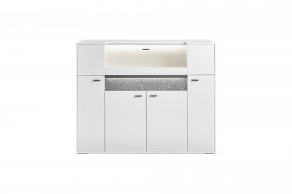 Deltona von set one by Musterring - Highboard in Weiß mit Glasklappe