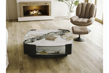 Carnac von Akante - Couchtisch Keramiktischplatte Marmoroptik Doro glänzend