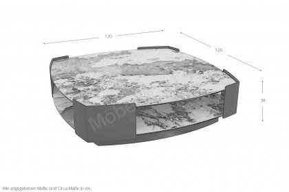 Carnac von Akante - Couchtisch Keramiktischplatte Marmoroptik Doro glänzend