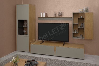 Vinci von LEONARDO Living - Wohnwand Eichenfurnier und Lack grau