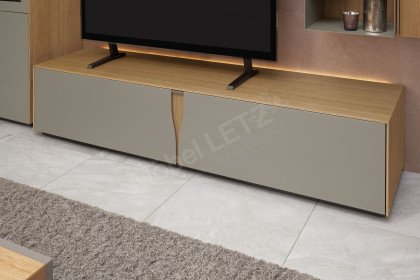 Vinci von LEONARDO Living - Wohnwand Eichenfurnier und Lack grau