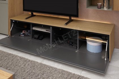 Vinci von LEONARDO Living - Wohnwand Eichenfurnier und Lack grau