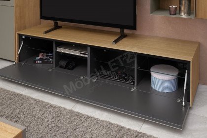 Vinci von LEONARDO Living - Wohnwand Eichenfurnier und Lack grau