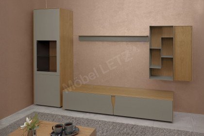 Vinci von LEONARDO Living - Wohnwand Eichenfurnier und Lack grau
