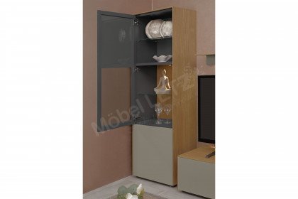 Vinci von LEONARDO Living - Wohnwand Eichenfurnier und Lack grau