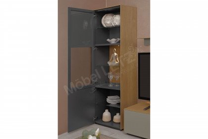 Vinci von LEONARDO Living - Wohnwand Eichenfurnier und Lack grau