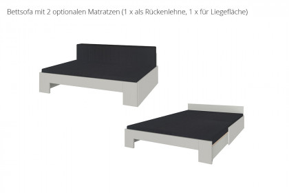 cadre.plus von Röhr-Bush - weißes Bettsofa zum Doppelbett ausziehbar