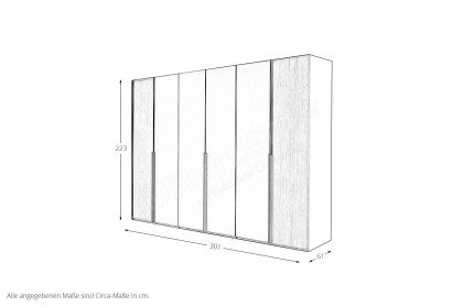 Arola von Schöner Wohnen - Kleiderschrank 300 mit Knopfgriffen