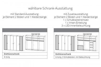 Arola von Schöner Wohnen - Kleiderschrank 300 mit Knopfgriffen