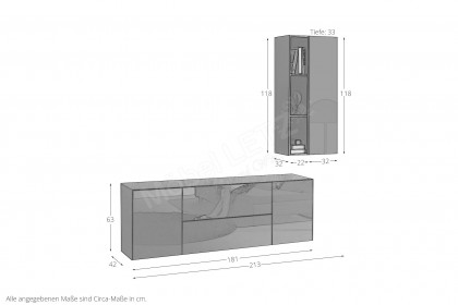 Colors von Mäusbacher - Wohnwand mit Glas in Bordeauxrot