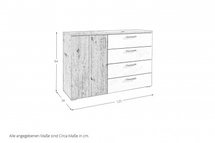 Genomi von SchlafKONTOR - Kombikommode Eiche Artisan - kaschmir