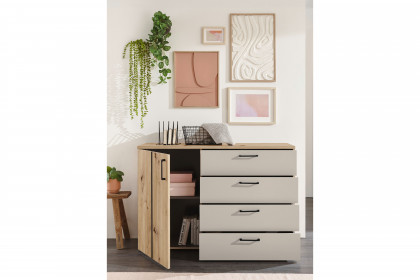 Genomi von SchlafKONTOR - Kombikommode Eiche Artisan - kaschmir