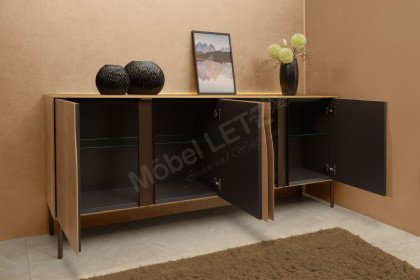 Vinci von LEONARDO Living - Sideboard in Asteiche mit Designfüßen in Bronze