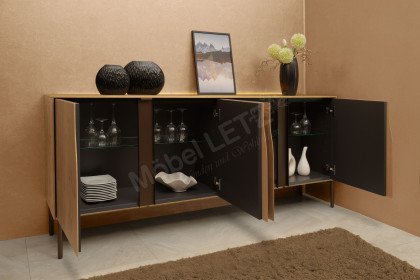 Vinci von LEONARDO Living - Sideboard in Asteiche mit Designfüßen in Bronze