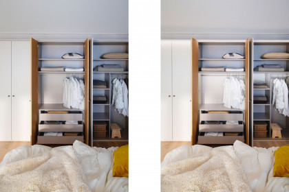 Arola von Schöner Wohnen - Schrank und Bett champagner - Eiche