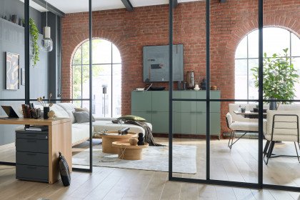 Kara-System von Musterring - Büromöbelkombi in Schiefergrau & Eiche sand