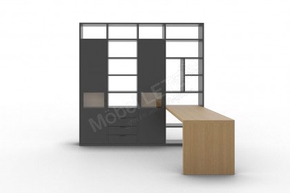 Kara-System von Musterring - Büromöbelkombi in Schiefergrau & Eiche sand