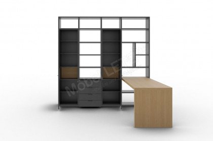 Kara-System von Musterring - Büromöbelkombi in Schiefergrau & Eiche sand