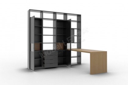 Kara-System von Musterring - Büromöbelkombi in Schiefergrau & Eiche sand