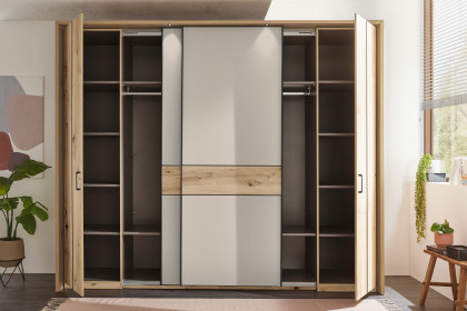 Genomi von SchlafKONTOR - Schwebe-/ Drehtürenschrank Eiche - kaschmir