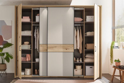Genomi von SchlafKONTOR - Schwebe-/ Drehtürenschrank Eiche - kaschmir
