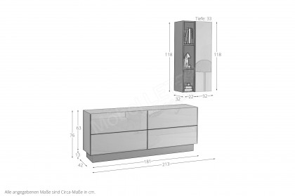 Colors von Mäusbacher - Wohnwand mit Glas in Gelb mit Sockel schwarz