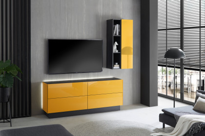 Colors von Mäusbacher - Wohnwand mit Glas in Gelb mit Sockel