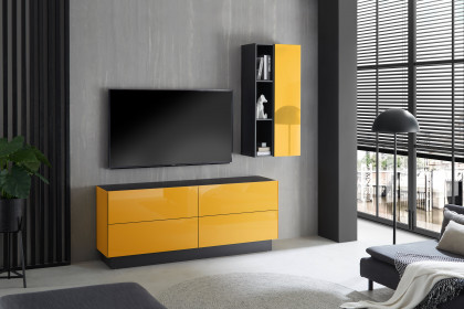 Colors von Mäusbacher - Wohnwand mit Glas in Gelb mit Sockel