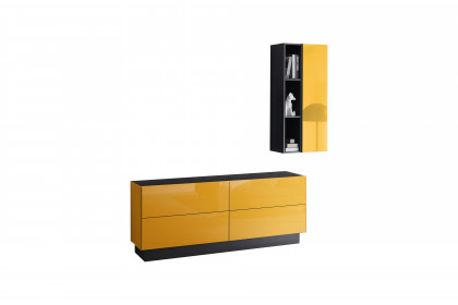 Colors von Mäusbacher - Wohnwand mit Glas in Gelb mit Sockel