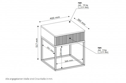 Marle von POL Power - Nachttisch ca. 52 cm hoch Artisan Eiche - Gestell schwarz
