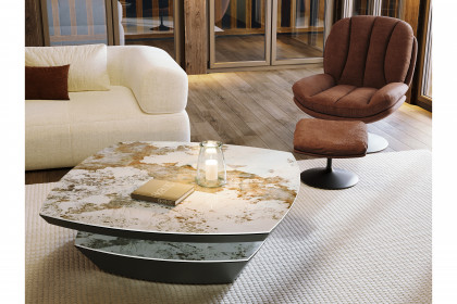 Dolmen von Akante - Couchtisch Keramik Marmoroptik Calcatta