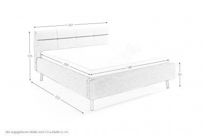Lotte von Meise Möbel - Polsterbett 180 in Grau