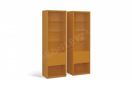 Amaya von SCHÖNER WOHNEN - Vitrinenset in Curry mit Rillenstruktur