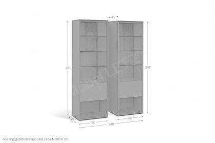Amaya von SCHÖNER WOHNEN - Vitrinenset in Curry mit Rillenstruktur