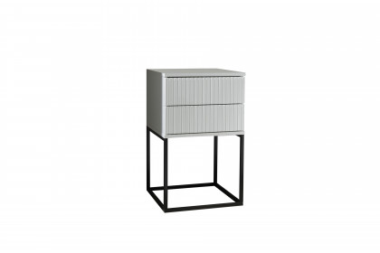 Marle von POL Power - Nachtkonsole weiß mit schwarzem Gestell Boxspringhöhe