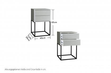 Marle von POL Power - Nachtkonsole weiß mit schwarzem Gestell Boxspringhöhe
