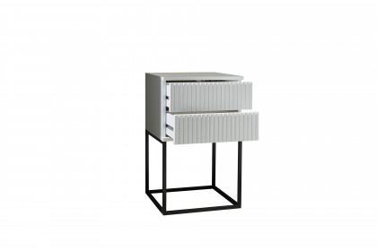 Marle von POL Power - Nachtkonsole weiß mit schwarzem Gestell Boxspringhöhe