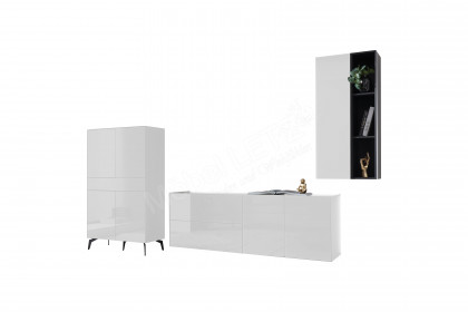 Colors von Mäusbacher - Wohnwand mit Glas in Weiß und Metallfüßen