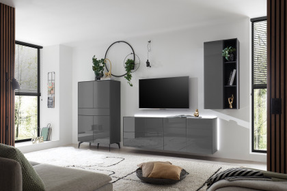 Colors von Mäusbacher - Wohnwand mit Glas in Anthrazit und Metallfüßen