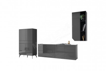 Colors von Mäusbacher - Wohnwand mit Glas in Anthrazit und Metallfüßen