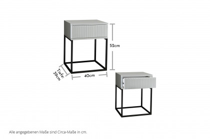 Marle von POL Power - weiße Nachtkommode - 1 Schubfach mit Rillen-Struktur