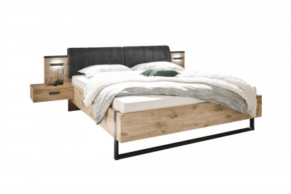 Raven von SchlafKONTOR - Bettanlage mit Beleuchtung Eiche - graphit