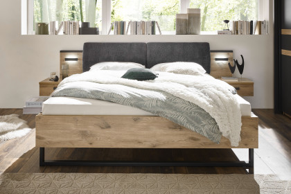 Raven von SchlafKONTOR - Bettanlage mit Beleuchtung Eiche - graphit