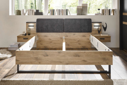 Raven von SchlafKONTOR - Bettanlage mit Beleuchtung Eiche - graphit