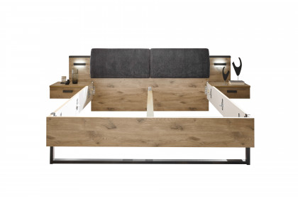 Raven von SchlafKONTOR - Bettanlage mit Beleuchtung Eiche - graphit