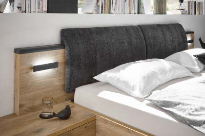 Raven von SchlafKONTOR - Bettanlage mit Beleuchtung Eiche - graphit